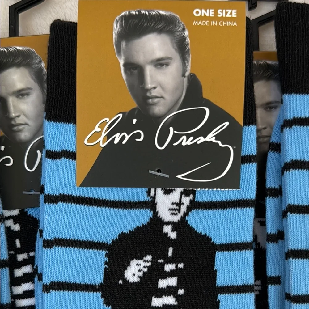 Elvis Presley Casual Crew Socks Blue Black One Size